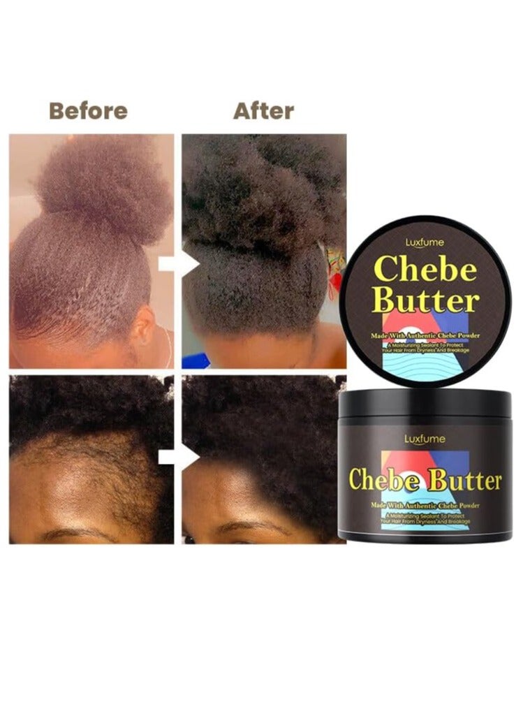 لوكس فيوم hebe Hair er, Organic Hair Growth Products Made With Chebe Powder, Castor Oil, Shea er, For Split Ends Treatment, Nourishing Vegan Afro Hair Products Oil For All Hair Types 102g - Image 3