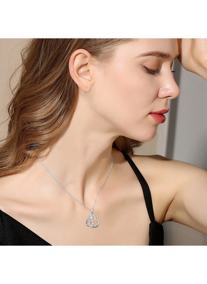 AOBOCO - Cute Giraffe Necklace Sterling Silver Crescent Moon Heart Giraffe Pendant Embellished With Crystals From Austria I Love You Forever Birthday Anniversary Giraffe Jewelry Gifts For Women2 - Image 1