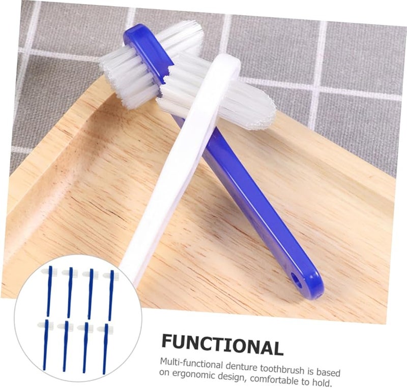 8 قطع فرش تنظيف مزدوجة الجوانب لتقويم الأسنان وطقم الأسنان والعناية بالفم، مجموعة سفر مدمجة - Image 3