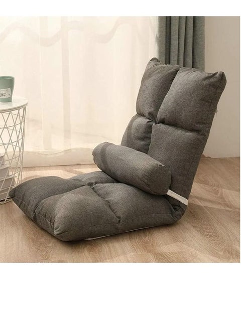 Lazy sofa Bedroom Balcony Single Tatami Lounge Sofa Collapsible with Backrest Floor Chair Small Sofa Bed Thicken Breathable Soft Lazy Sofa light DARK