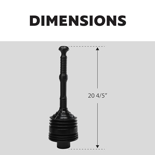 Plumb Craft Waxman PlumbCraft 55in Diameter Black Plastic Bellows Plunger 7505900 Heavy Duty Toilet Plunger for Households Accordion Plunger to Unclog Toilet Toilet Bowl Plunger with Ergonomic Handle - Image 3