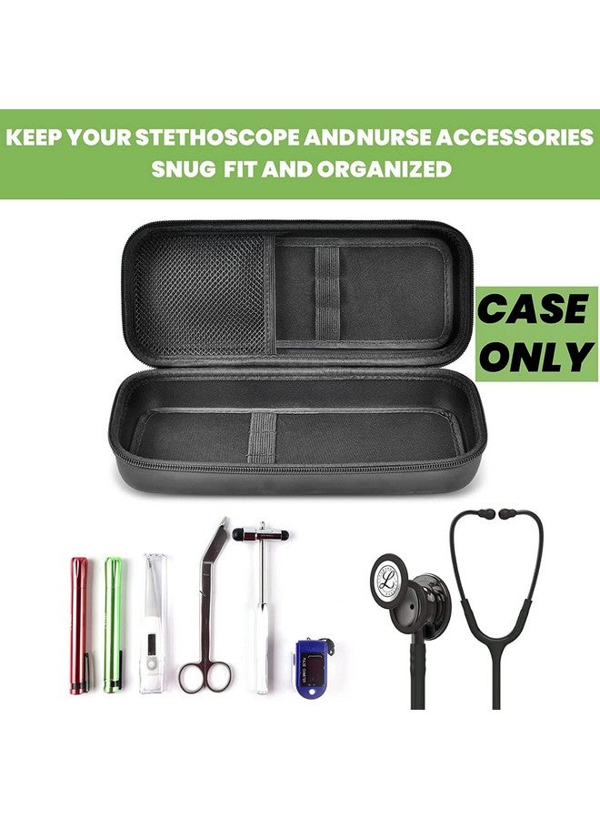 ALKOO حافظة سماعة طبية متوافقة مع سماعة الطبيب 3M Littmann Classic Iii Monitoring/Lightweight Ii S.E/Cardiology Iv Diagnostic/MDF Acoustica مع جيب إضافي لملحقات الطبيب والممرضة (أسود) - Image 2