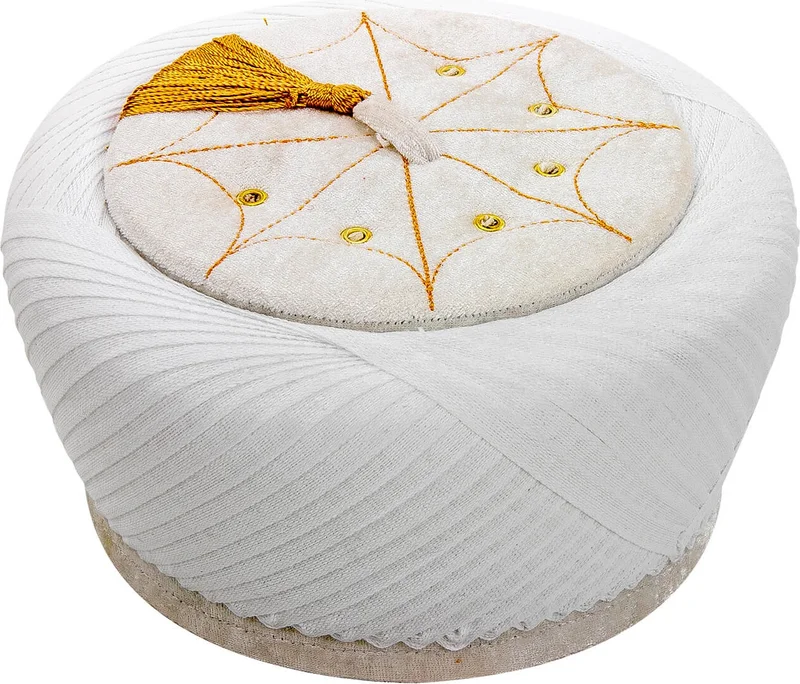 ايهفان Ikhwan Imam Turban - Sultan Turban - Hand Wrapped Turban - Cross Wrapped Turban - Velvet - White