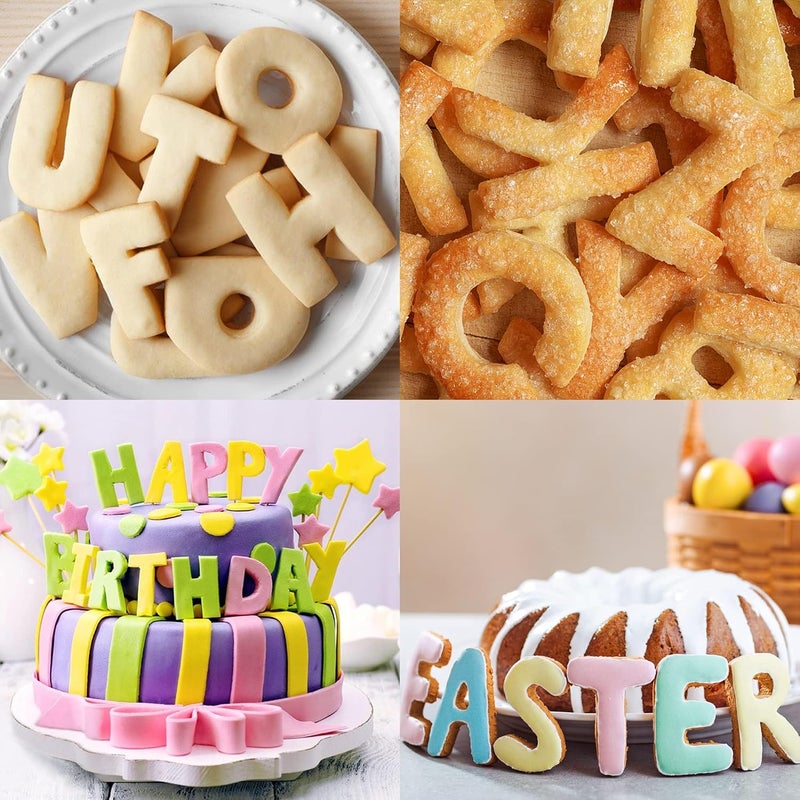 KASTWAVE 26PCS Alphabet Cookie Cutters Set, Stainless Steel Letters Shape Baking Tools for Cake, Cookie, Dough and Biscuits, DIY Baking Cutters for Homemaking, Kids Baking, Decorating and Party Supplies - Image 2