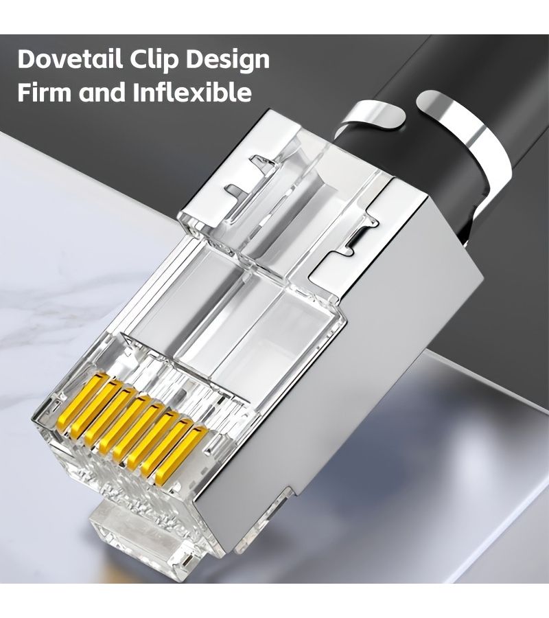 CAT7 Shielded Crystal Head 45 Pack Gold Plated 8P8C Dovetail Clip - Image 5
