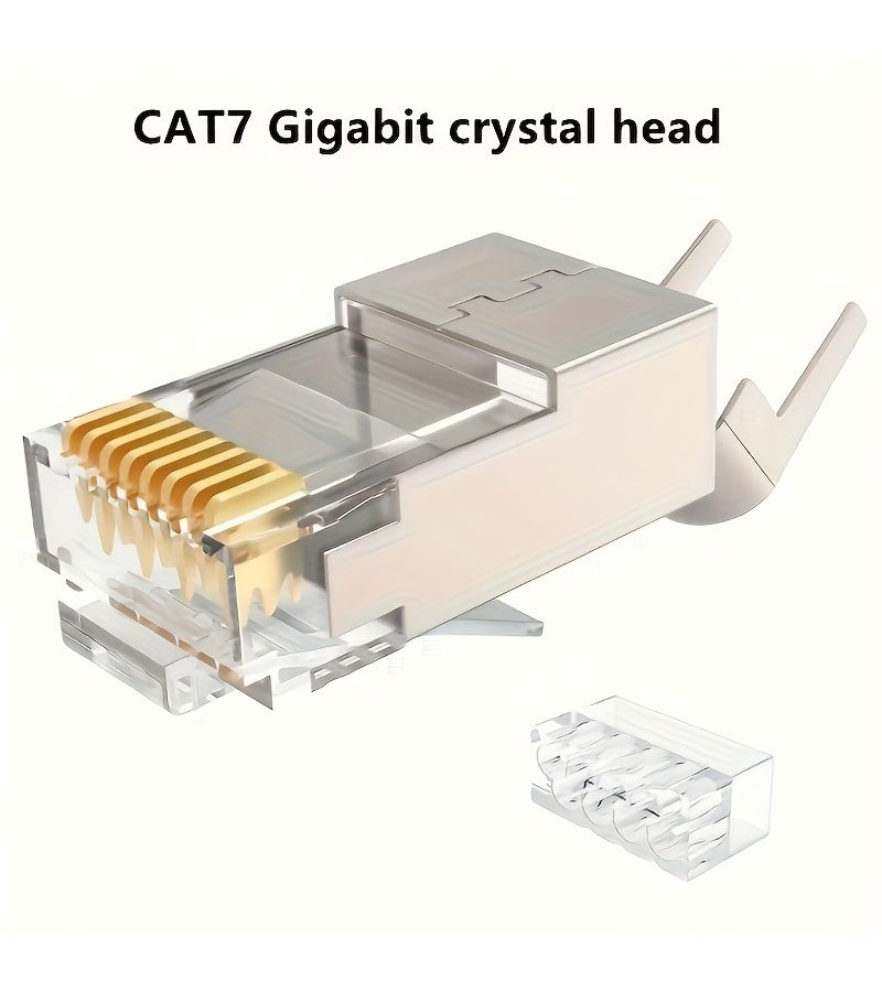 CAT7 Shielded Crystal Head 45 Pack Gold Plated 8P8C Dovetail Clip - Image 3