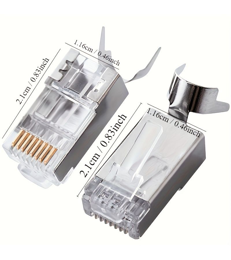 CAT7 Shielded Crystal Head 45 Pack Gold Plated 8P8C Dovetail Clip - Image 2