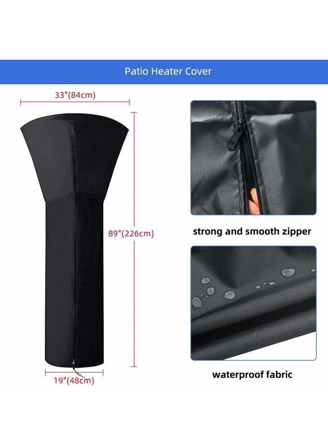 ANSTROUT Patio Heater Cover, Waterproof with Zipper, Outdoor Propane Heater Cover, 420D Fabric, 24 Months Use, Size: 89”H x 33”Dx19”B, Black - Image 2