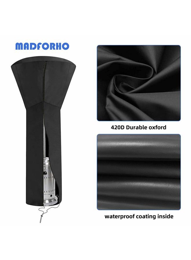 ANSTROUT Patio Heater Cover, Waterproof with Zipper, Outdoor Propane Heater Cover, 420D Fabric, 24 Months Use, Size: 89”H x 33”Dx19”B, Black - Image 5