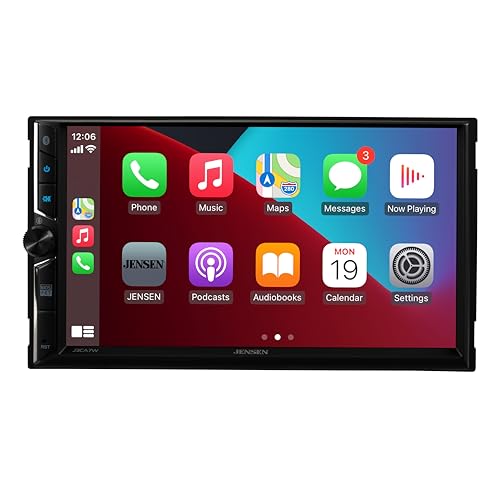 JENSEN J3CA7W 7-inch Certified Apple CarPlay Android Auto Wired or Wireless | Double DIN Touchscreen Car Stereo Radio | Bluetooth | Backup Camera Input | USB Playback & Charge - Image 1