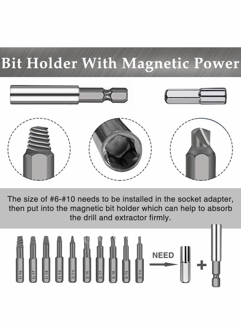 Y&D - Damaged Screw Extractor, 22 Pieces Kit of Broken & Bolt Stripped Remover, Multipurpose HSS Extractor with 1 Extension Bit Holder, Socket Adapter - Image 1