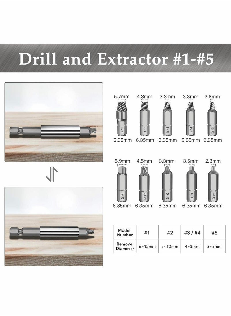 Y&D - Damaged Screw Extractor, 22 Pieces Kit of Broken & Bolt Stripped Remover, Multipurpose HSS Extractor with 1 Extension Bit Holder, Socket Adapter - Image 1