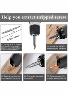 Y&D Damaged Screw Extractor, 22 Pieces Kit of Broken & Bolt Stripped Remover, Multipurpose HSS Extractor with 1 Extension Bit Holder, Socket Adapter  - Image 3