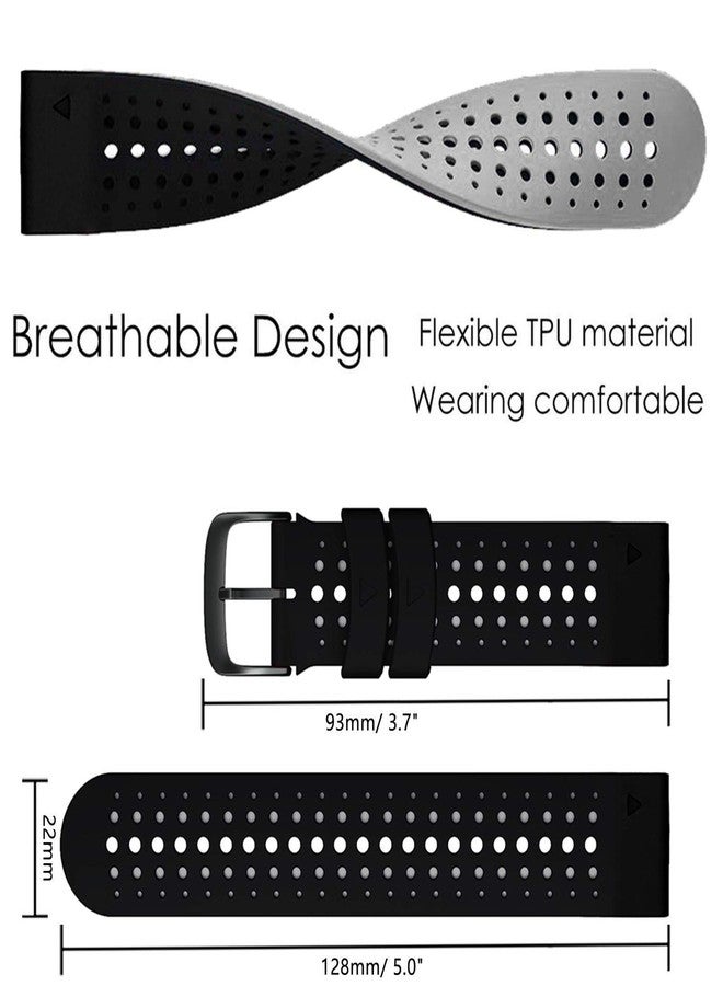Abanen Silicone Watch Bands for Garmin Instinct 3 45mm / Fenix 8 47mm / Fenix 7/6/ 5, Soft Sport Skin-Friendly Waterproof Wristband Strap for epix Pro/Approach S70 (47mm) (Black-Grey) - Image 5