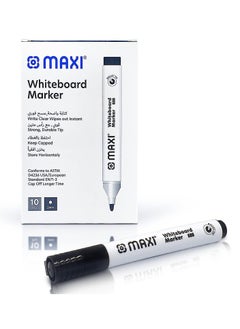 Maxi 10-Piece Dry Erase White Board Markers Round Tip Black Ink  - Image 1