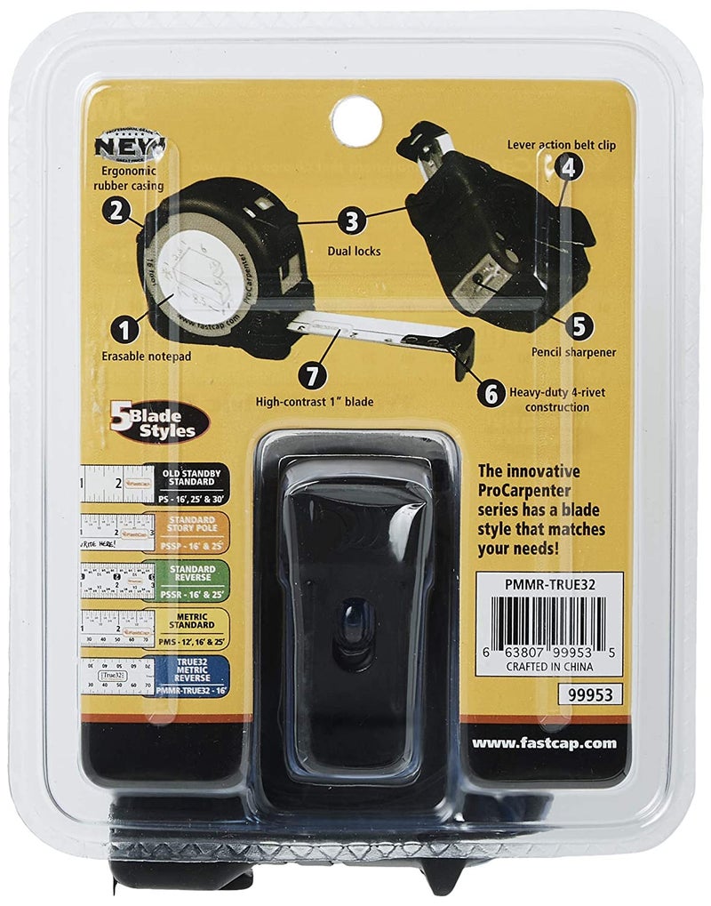 FastCap ProCarpenter True32 Metric Reverse Measuring Tape - 16 Feet with Lever Action Clip and Dual Locking System - Image 3
