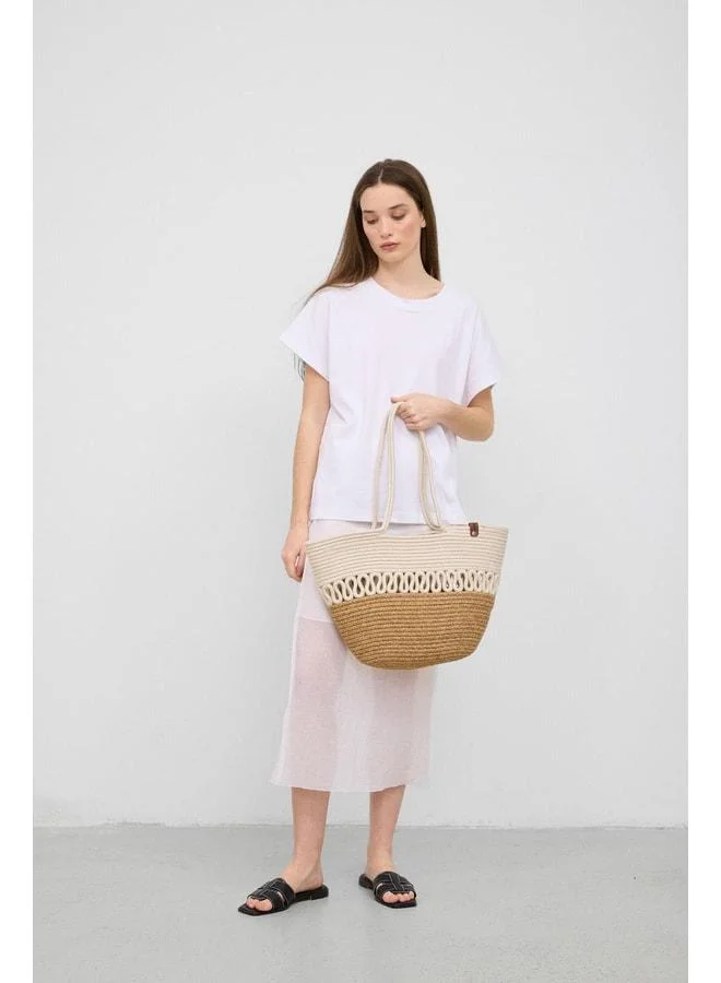Shule Bags  Miami Handmade Woven Shoulder Bag Cream. for Women | Best Price UAE