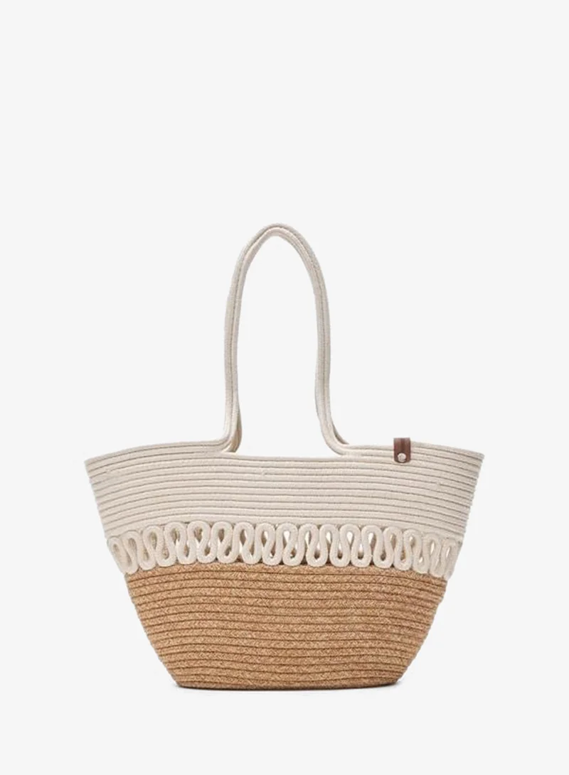 Shule Bags Miami Handmade Woven Shoulder Bag Cream.