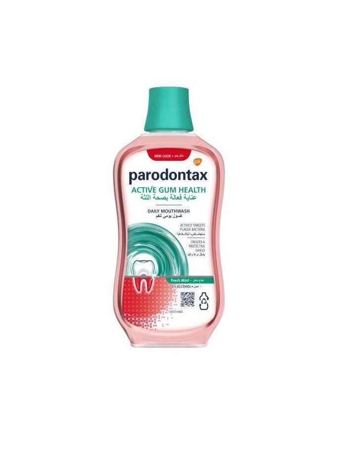 Parodontax Active Gum Care Fresh Mint Mouthwash Actively Target Plaque and Mouth Bacteria 500ml