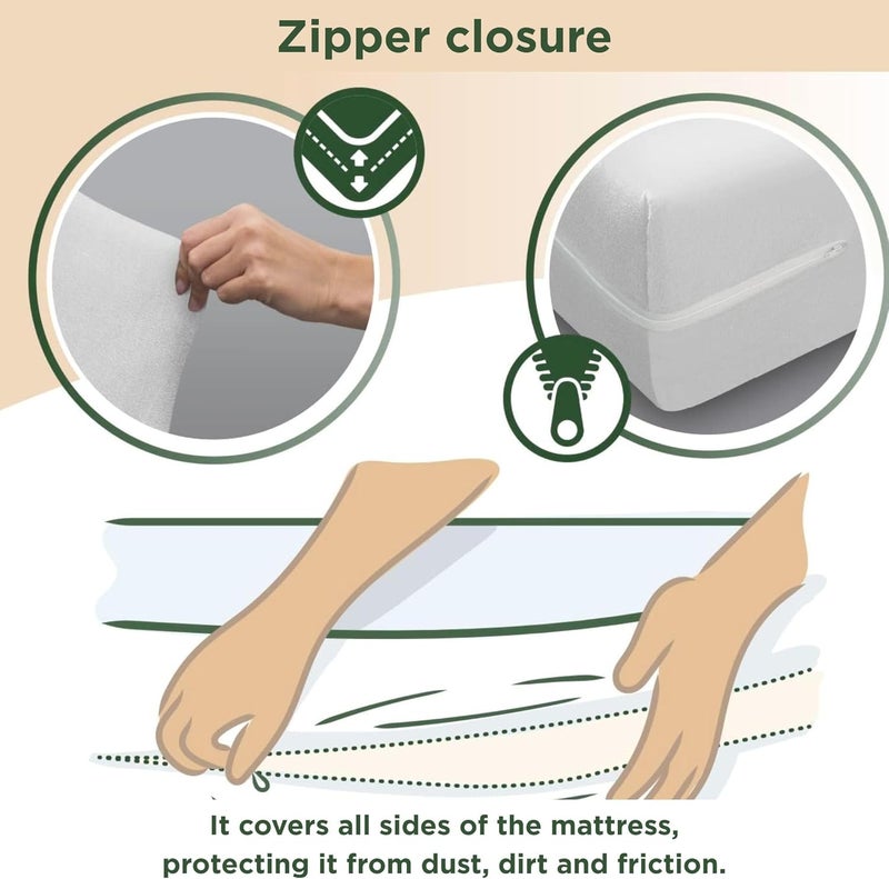 Savel Renovates Elastic Mattress, Terry Terry Terry 100% Cotton – White, 135 x 190/200 cm | Mattress Protector | Mattress Protector | Full Mattress Cover – Available in Various Sizes - Image 3