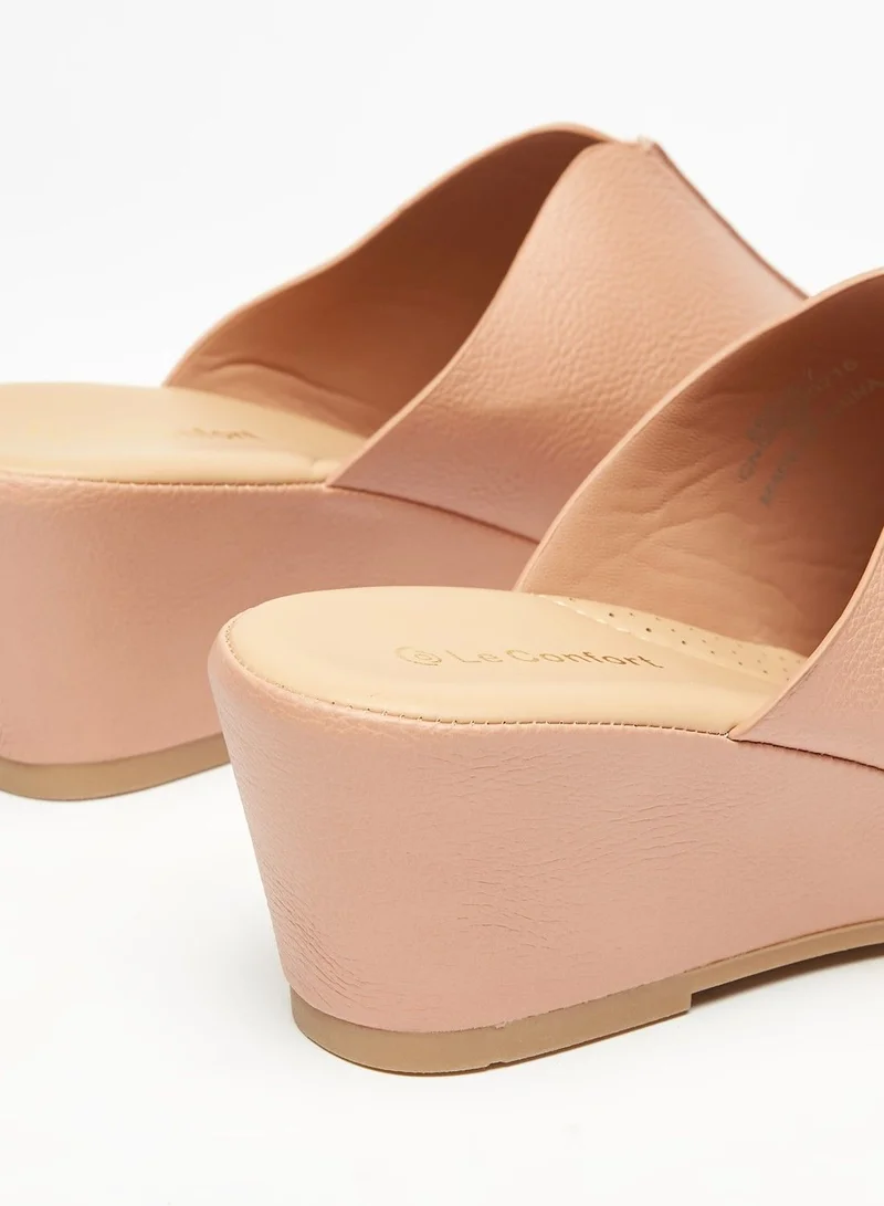 لو كونفورت Solid Slip-On Sandals with Wedge Heels
