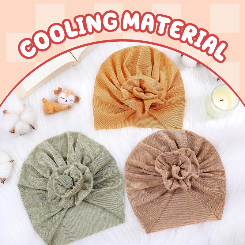 Velmitten 10 Pcs Preemie Hats Cotton Preemie Caps Bows Turban Premature Baby Boys Girls Hospital NICU Hat(Summer Cool Style) - Image 2