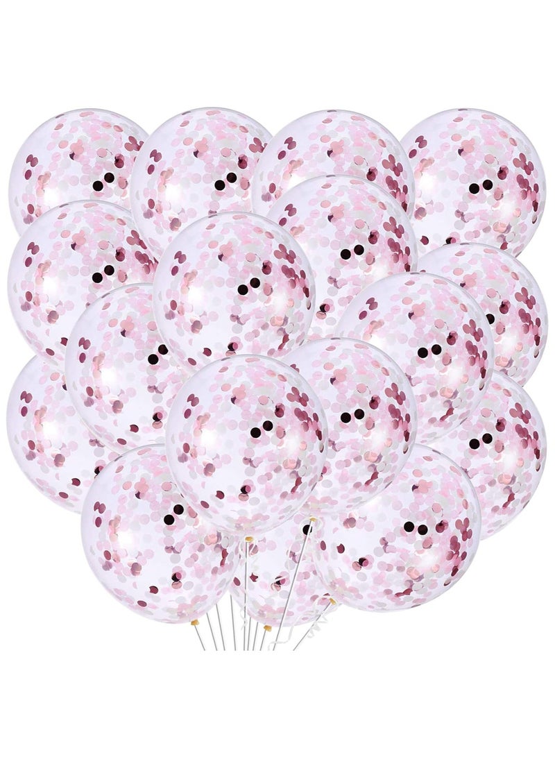 KATCHON Pink and White Paper Confetti Party Balloons Pack of 30 Light Pink White Confetti Latex Balloon Decorations - Image 1