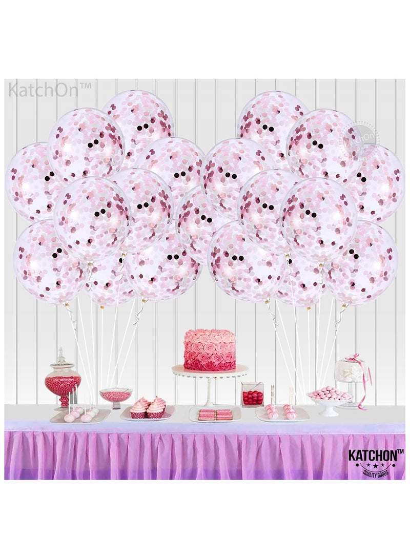 KATCHON Pink and White Paper Confetti Party Balloons Pack of 30 Light Pink White Confetti Latex Balloon Decorations - Image 4