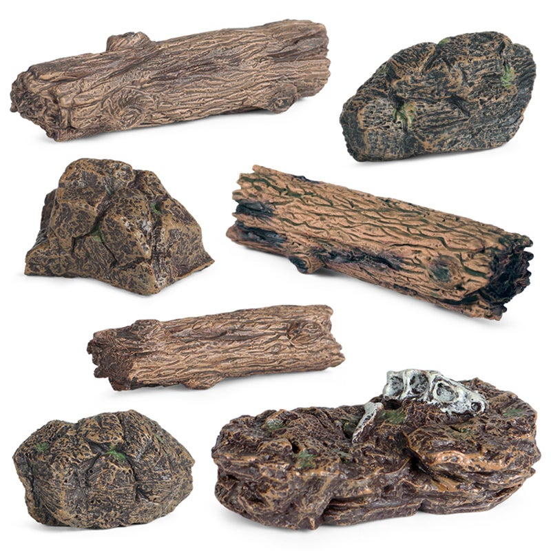 EOIVSH 7pcs Diorama Supplies Fake Rocks, Artificial Garden Figurines Tree Stump, Scene Accessories Stone Stumps Statue Ornaments for Micro Train Railway Sand Table Landscape - Image 1