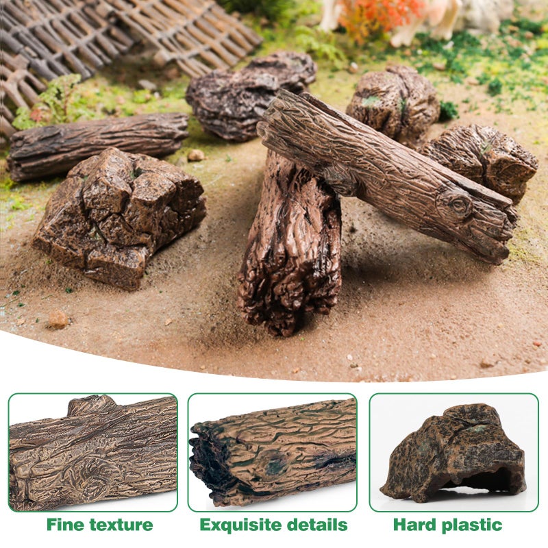 EOIVSH 7pcs Diorama Supplies Fake Rocks, Artificial Garden Figurines Tree Stump, Scene Accessories Stone Stumps Statue Ornaments for Micro Train Railway Sand Table Landscape - Image 5