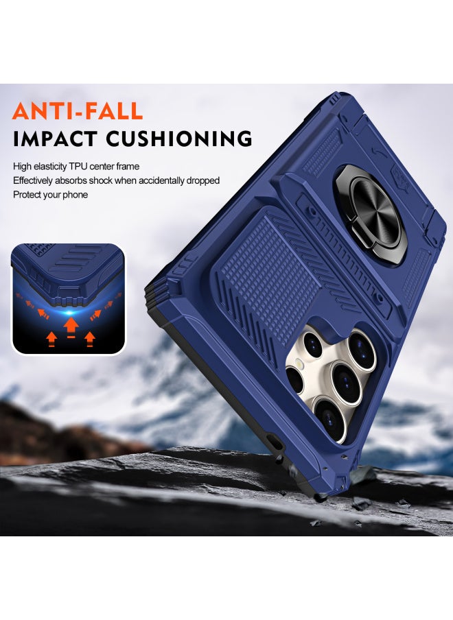 Generic - Magnetic Ring Bracket Phone Case For Samsung S23/S24/S25 Ultrag Card Case-Color:Royal Blue-Applicable Models:S24 Plus - Image 1