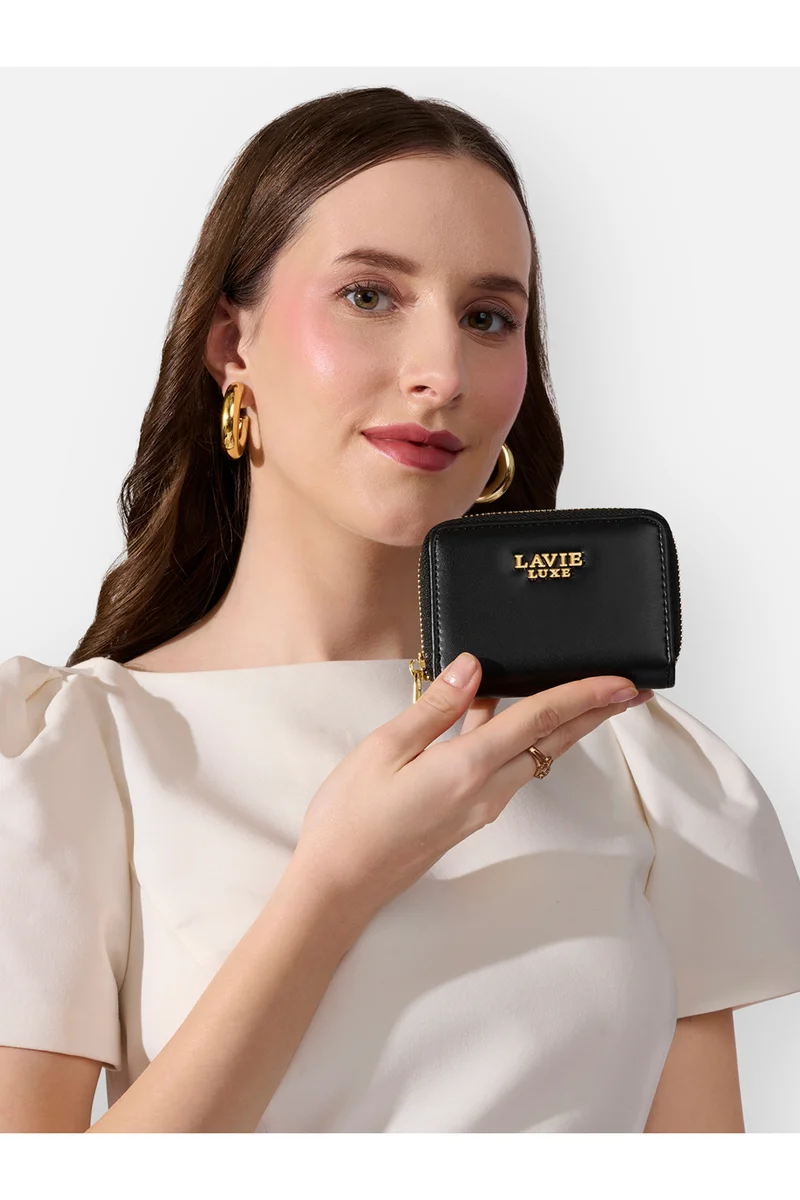 لافي Luxe Women's Belle Small Card Wallet (Black)