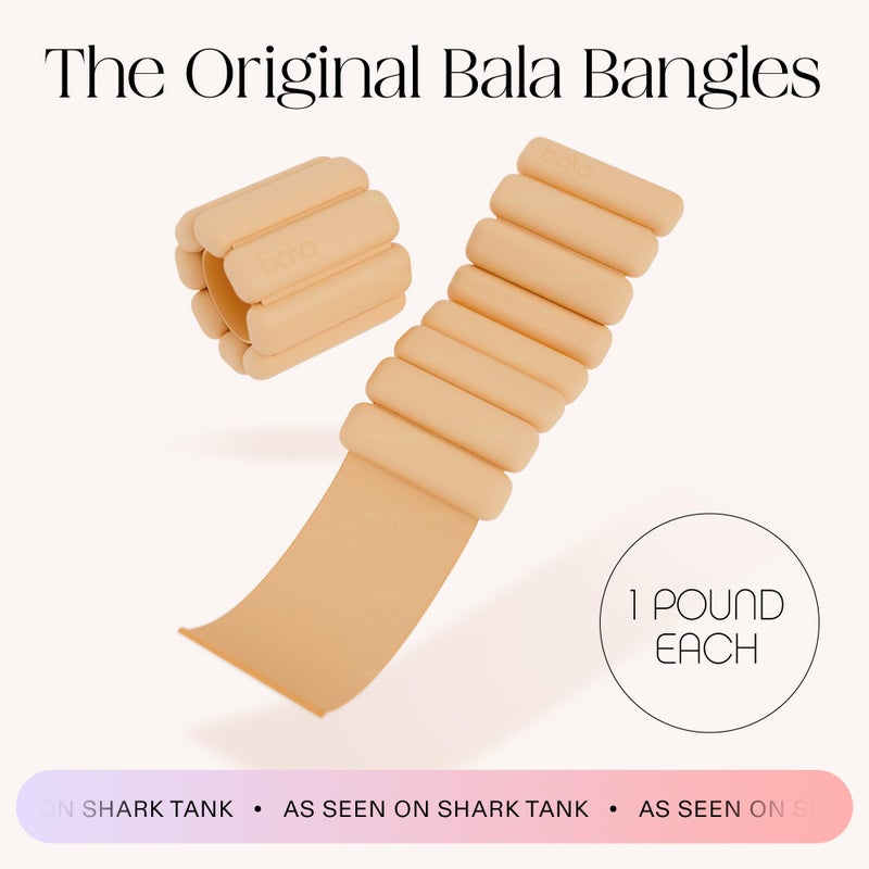 Bala Bangles Wrist & Ankle Weights for Women & Men - 1 lb Adjustable Weighted Bands - Soft Silicone Arm & Leg Weights for Pilates, Yoga, Walking, Barre, Home Workout & Strength Training Exercise - Image 2