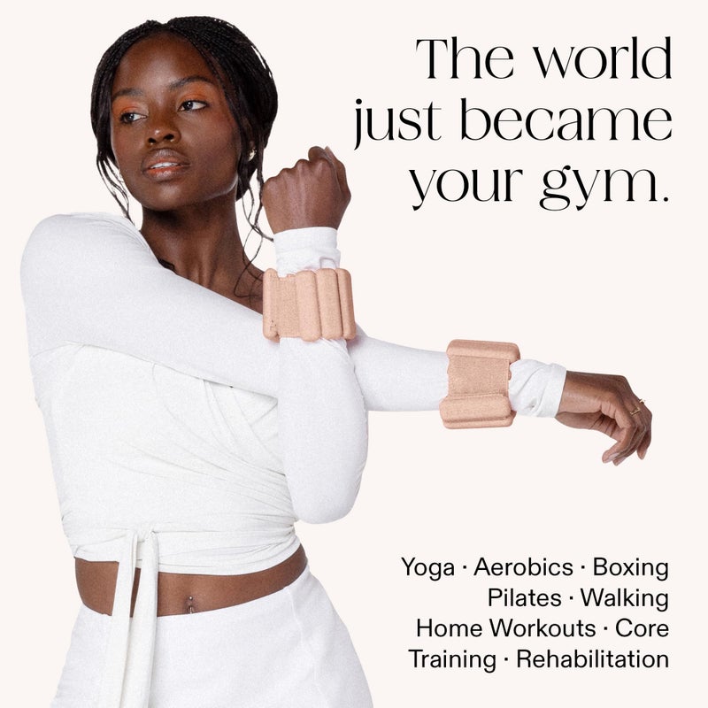 Bala Bangles Wrist & Ankle Weights for Women & Men - 1 lb Adjustable Weighted Bands - Soft Silicone Arm & Leg Weights for Pilates, Yoga, Walking, Barre, Home Workout & Strength Training Exercise - Image 3