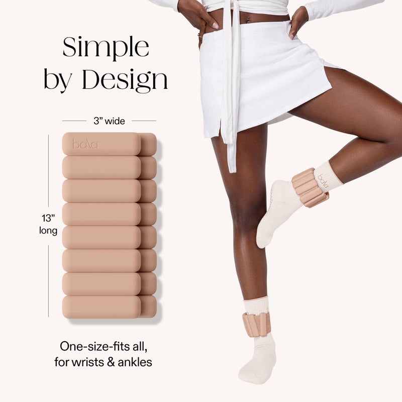 Bala Bangles Wrist & Ankle Weights for Women & Men - 1 lb Adjustable Weighted Bands - Soft Silicone Arm & Leg Weights for Pilates, Yoga, Walking, Barre, Home Workout & Strength Training Exercise - Image 4