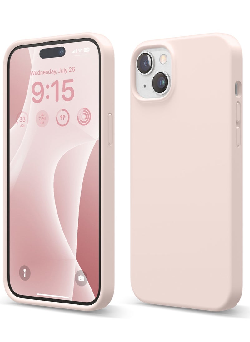 Elago Liquid Silicone for iPhone 15 PLUS Case Cover Full Body Protection, Shockproof, Slim, Anti-Scratch Soft Microfiber Lining - Lovely Pink