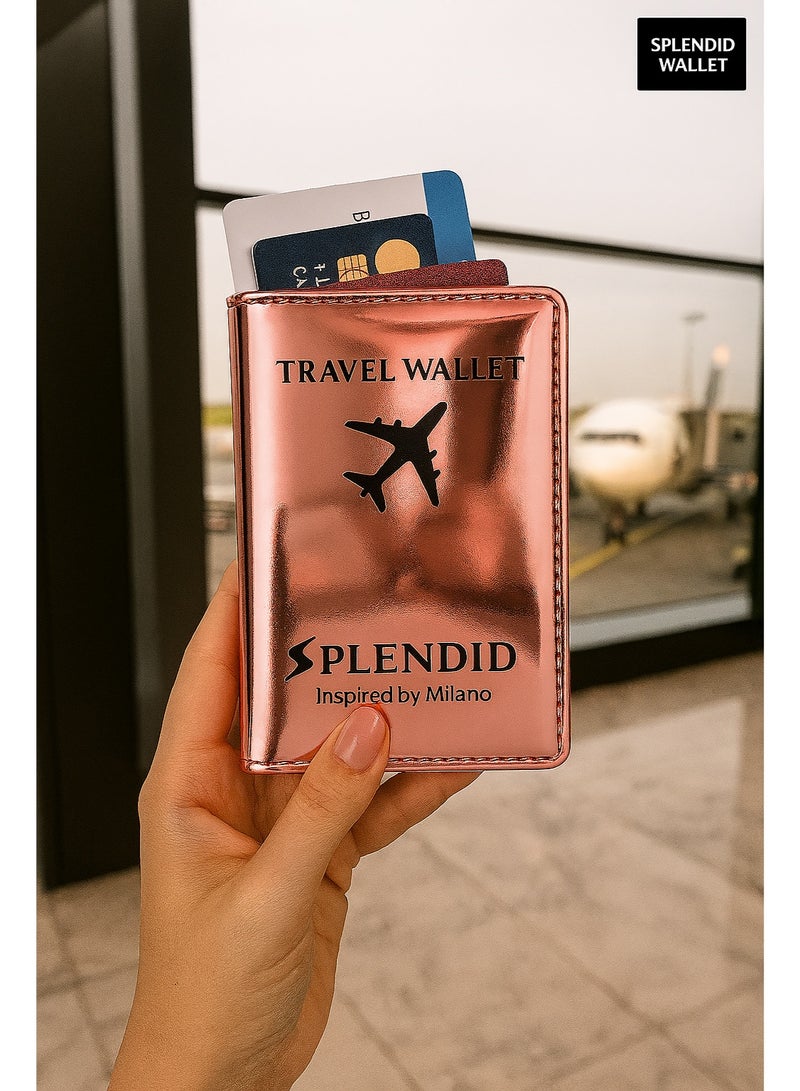 إسبليندد محفظة السفر سبلينديد بريق تسع حتى 5 كروت مع جيب للباسبور وجيبين للكاش روز - Image 4