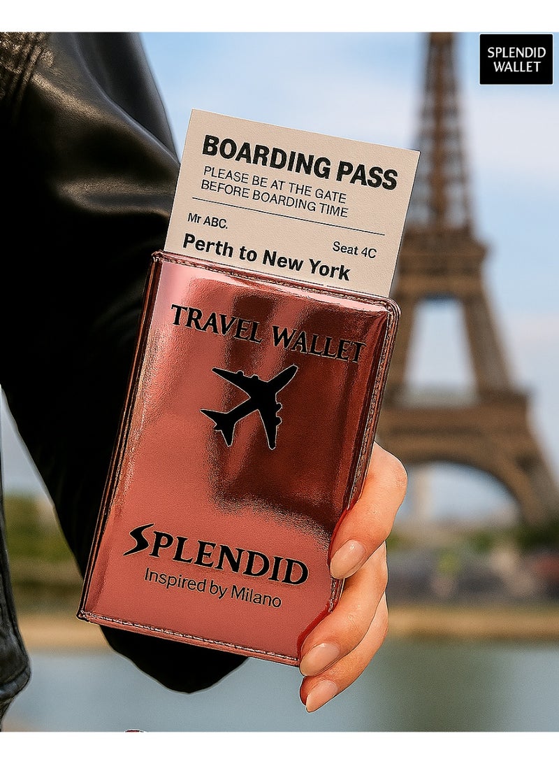 إسبليندد محفظة السفر سبلينديد بريق تسع حتى 5 كروت مع جيب للباسبور وجيبين للكاش روز - Image 5