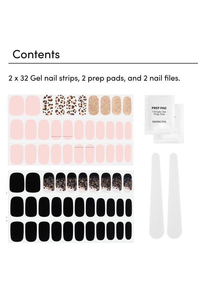 DASHING DIVA Gloss Nail Strips Bundle - The Black Cheetah Collection- Cheetahlicious & Hollywood Lane - UV Free, Chip Resistant, Long Lasting Gel Stickers - Contains 2 Sets - Image 4