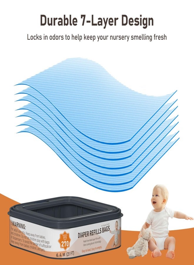Lisyee Standard Square Refills Disposal Bags Refill Compatible with Diaper Genie Compact, Classic and Select Pails, Hold Up to 270 Newborn-Sized Diapers Per Refill, 6 Pack - Image 3