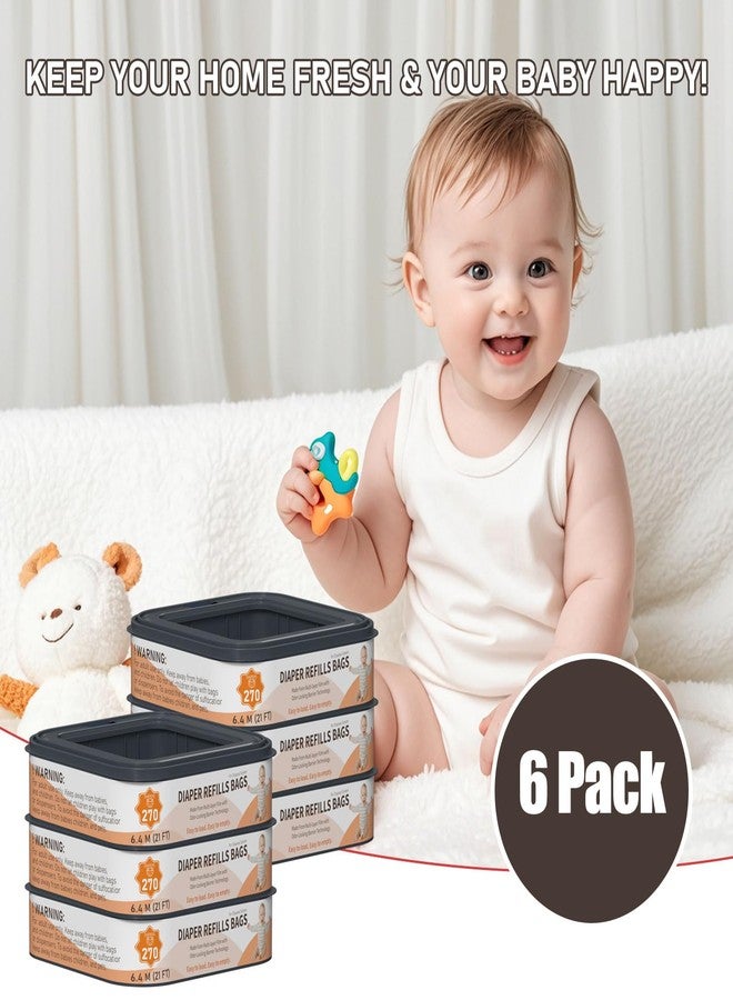 Lisyee Standard Square Refills Disposal Bags Refill Compatible with Diaper Genie Compact, Classic and Select Pails, Hold Up to 270 Newborn-Sized Diapers Per Refill, 6 Pack - Image 5
