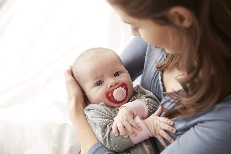 NUK Cute-as-a-Button Glow-in-The-Dark Orthodontic Pacifiers, Baby Girls, 0-6 Months, 2-Pack, 0.09 Pounds - Image 4