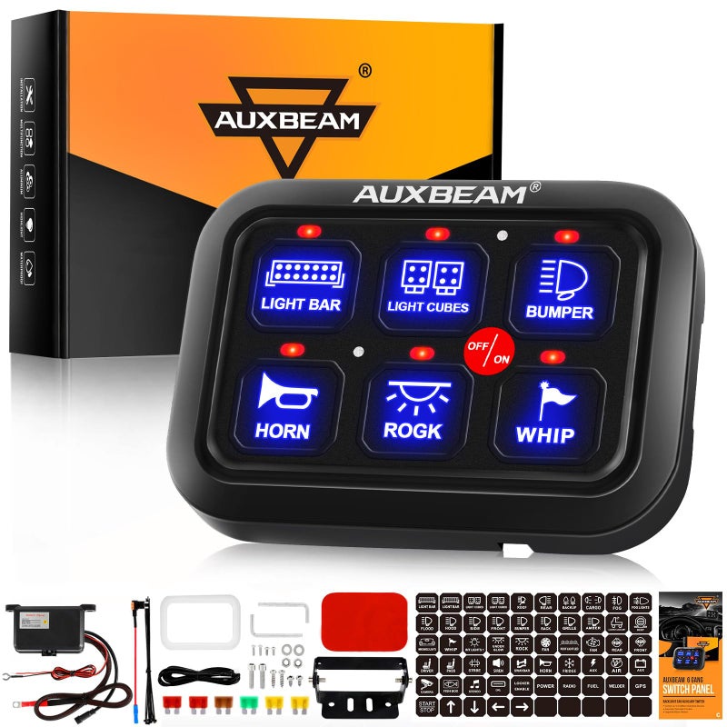 نظام التحكم في الدوائر AUXBEAM 6 GANG SWITCH PANEL BC60 مع صندوق ريلاي