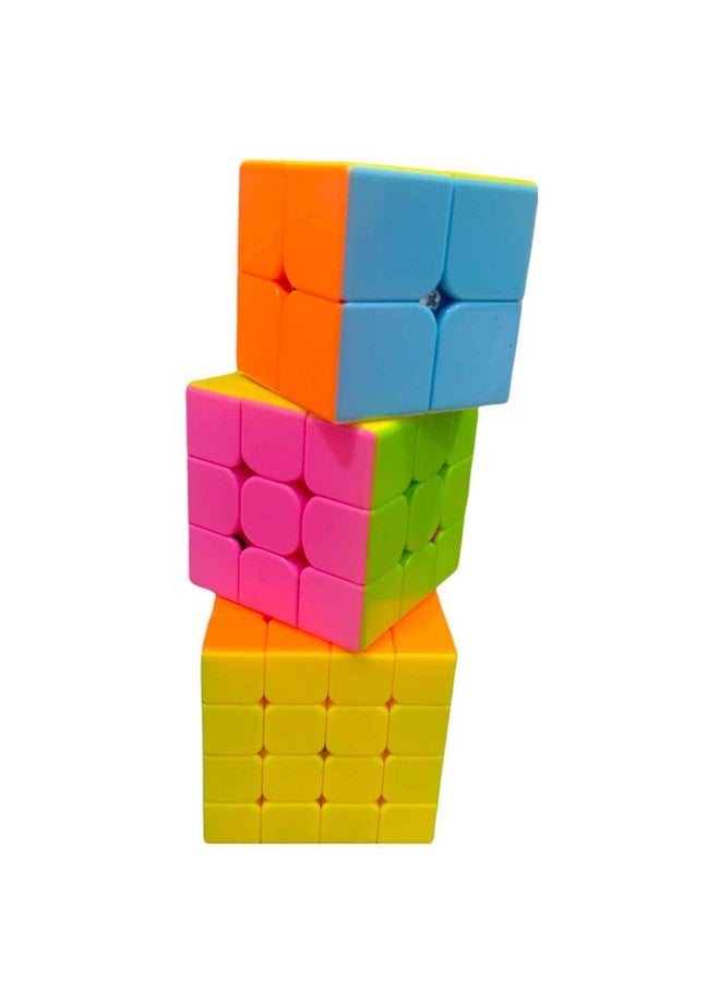 RV Media RVM Set of 3 in 1 Speed Cube Sticker Less Combo One Hand Movement and Smooth Play Magic High Speed Cube Puzzle Set Toy Stickerless Speed Cube Set (2X2)(3X3)(4X4) - Image 2