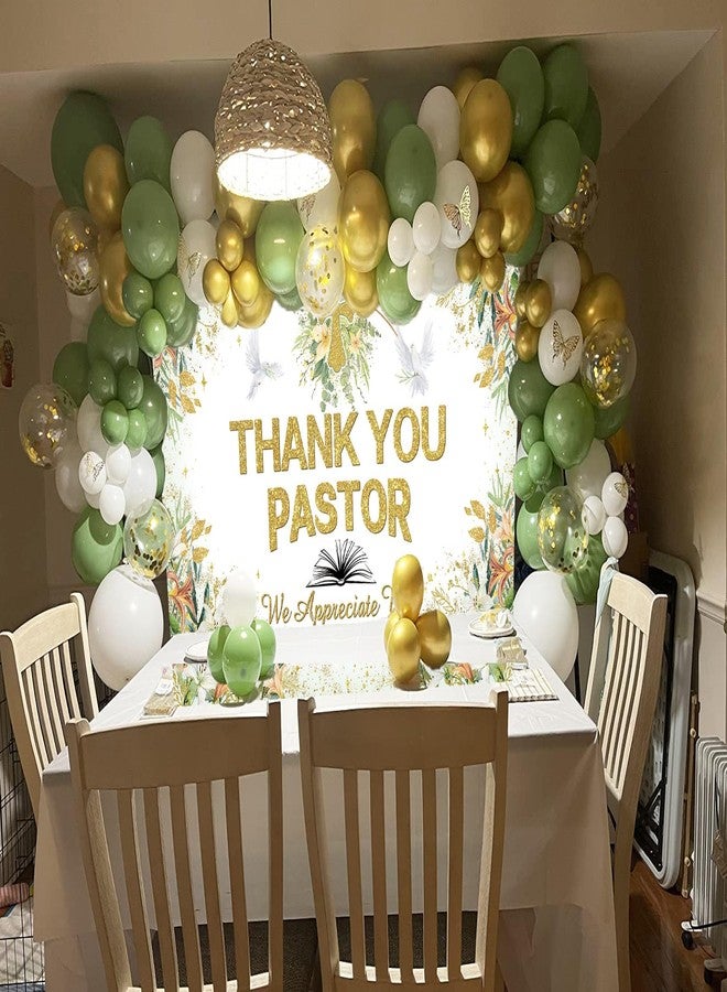 CINRAY Thank You Pastor Banner Backdrop 7x5FT Greenery Pastor Appreciation Week Background for Photography Bible Cross Appreciation Month Party Decorations Supplies Photo Props - Image 4