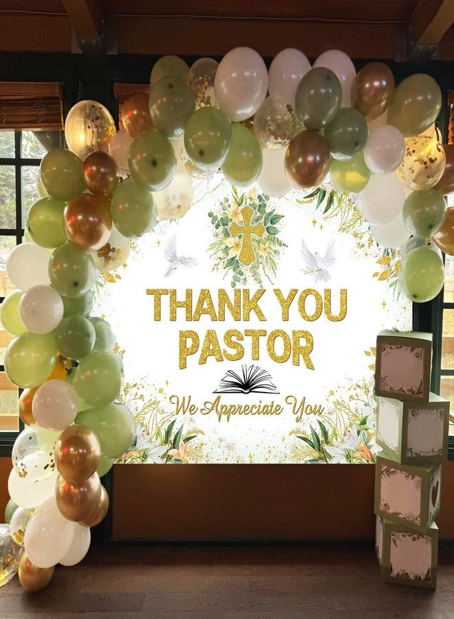 CINRAY Thank You Pastor Banner Backdrop 7x5FT Greenery Pastor Appreciation Week Background for Photography Bible Cross Appreciation Month Party Decorations Supplies Photo Props - Image 5