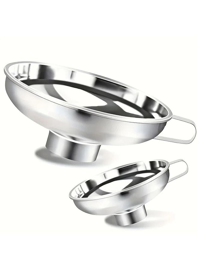 قُمع كبير من الفولاذ المقاوم للصدأ مع مصفاة فم واسعة لزيت المطبخ والحليب والصلصة - Image 4