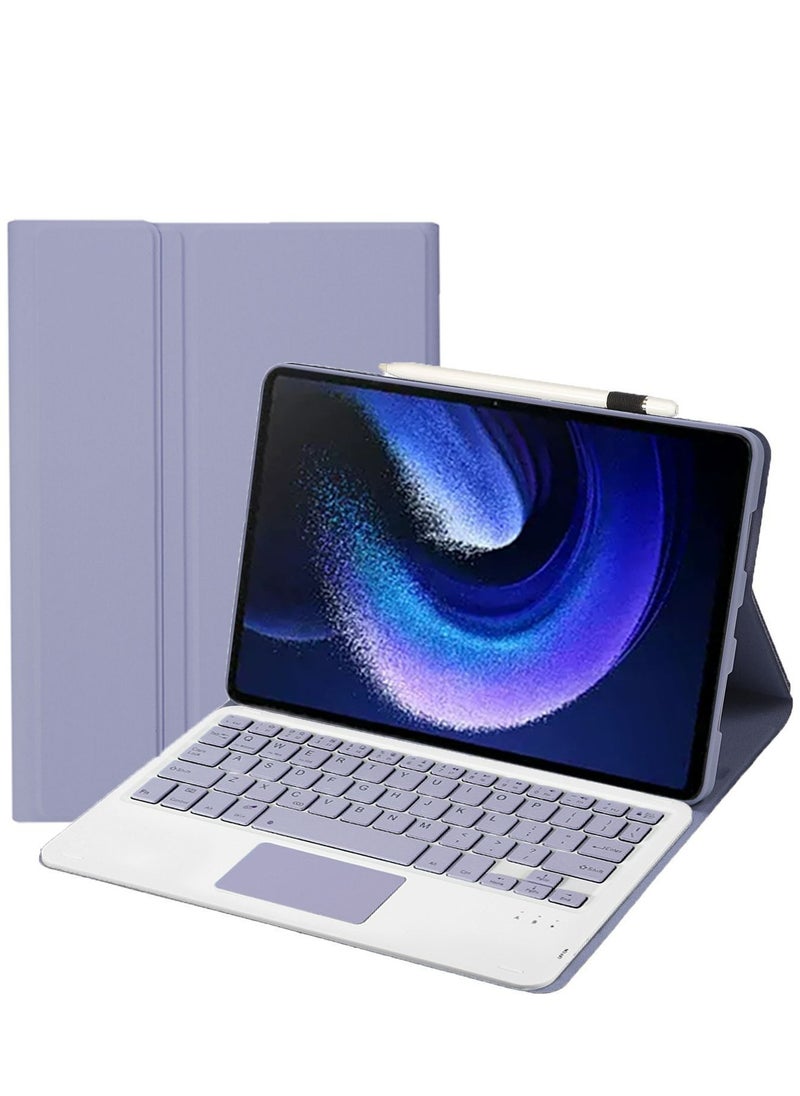 Generic Arabic and English keyboard cover and touch function compatible with Huawei MatePad Pro 11 inch 2022/2024, magnetic detachable touchpad keyboard with pencil holder 