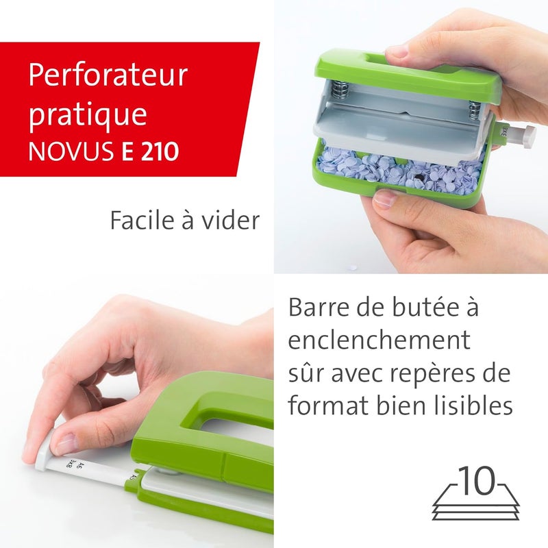 NOVUS 020-1874 Twin Set Stapler with Punch E 15/E 210 – Desk Set Green - Image 4