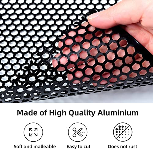 AggAuto Universal 40"x13" Car Grill Mesh - Aluminum Alloy Automotive Grille Insert Bumper Honeycomb Hole 6mm Spacing 2mm, One of the Most Multifunctional Shape Grids 100x33cm Black - Image 2